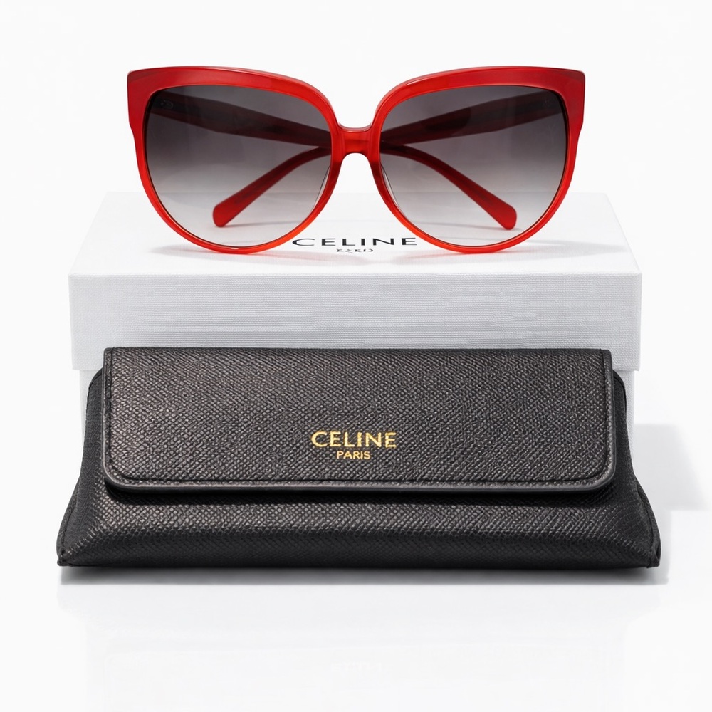 Celine Red Oversized Cat-Eye Sunglasses with Gradient Lenses